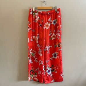 ✌️2/$10✌️Natori Vibrant Red Floral Silky Pyjama Pants – Size Medium Fair